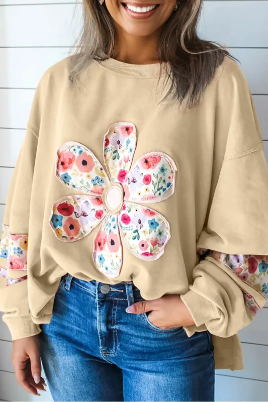 Floral Oversize Pullover Sweatshirt sold by Beagle Boutique