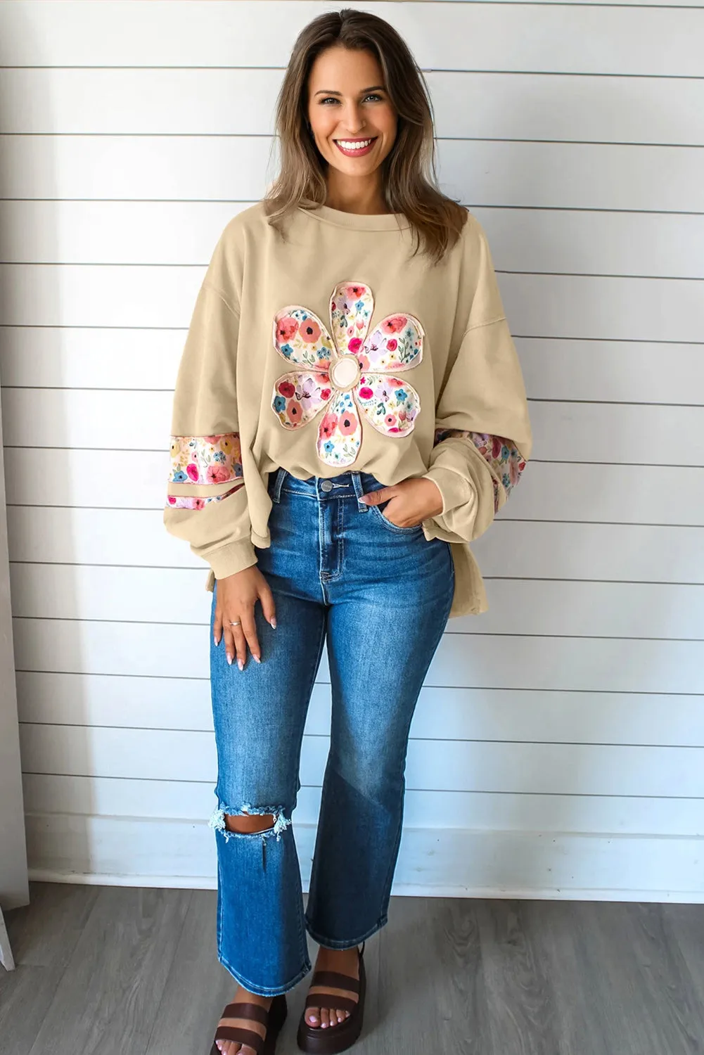 Floral Oversize Pullover Sweatshirt sold by Beagle Boutique product image thumbnail 2