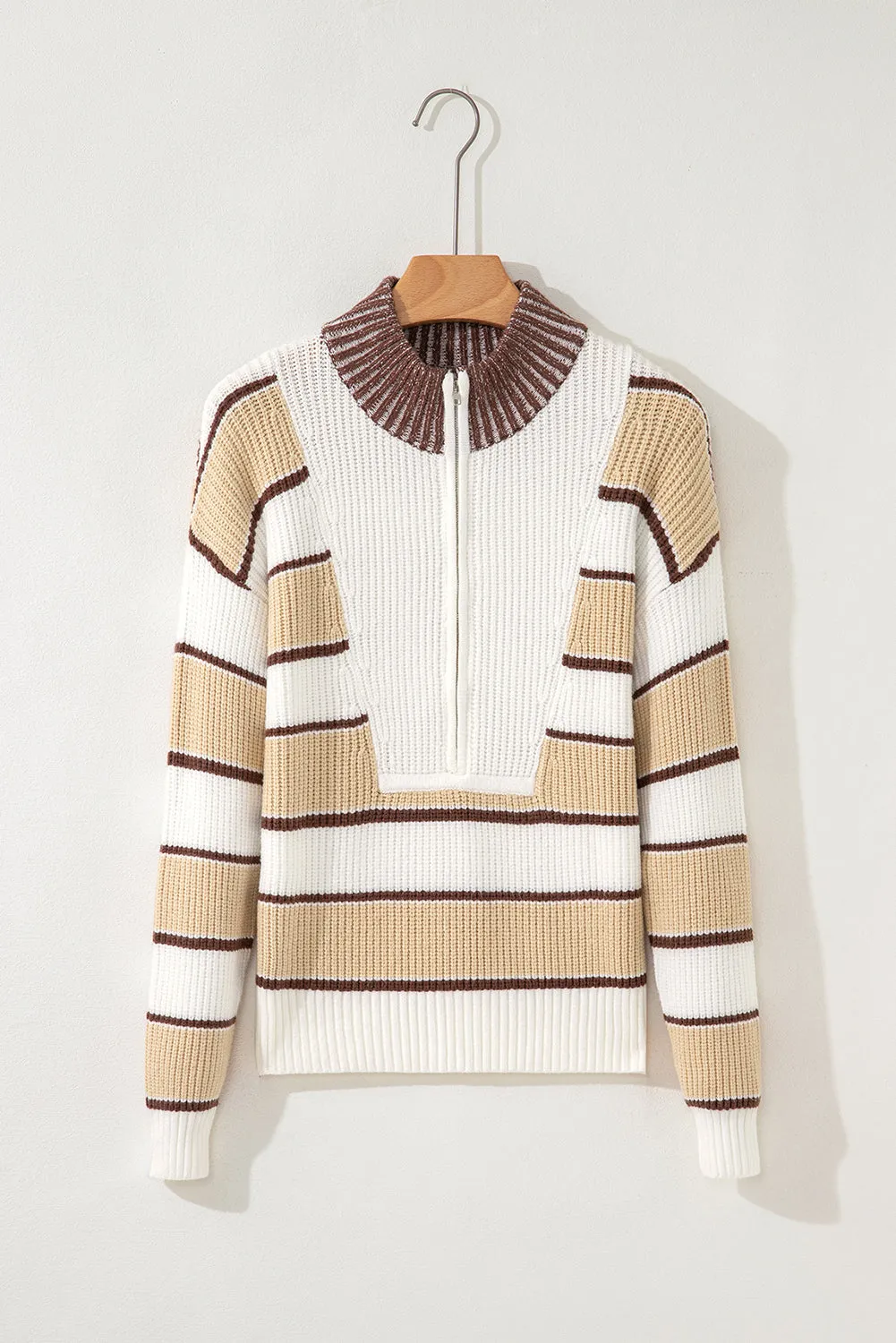 Stripe Half Zip Drop Shoulder Oversized Sweater sold by Beagle Boutique product image thumbnail 5