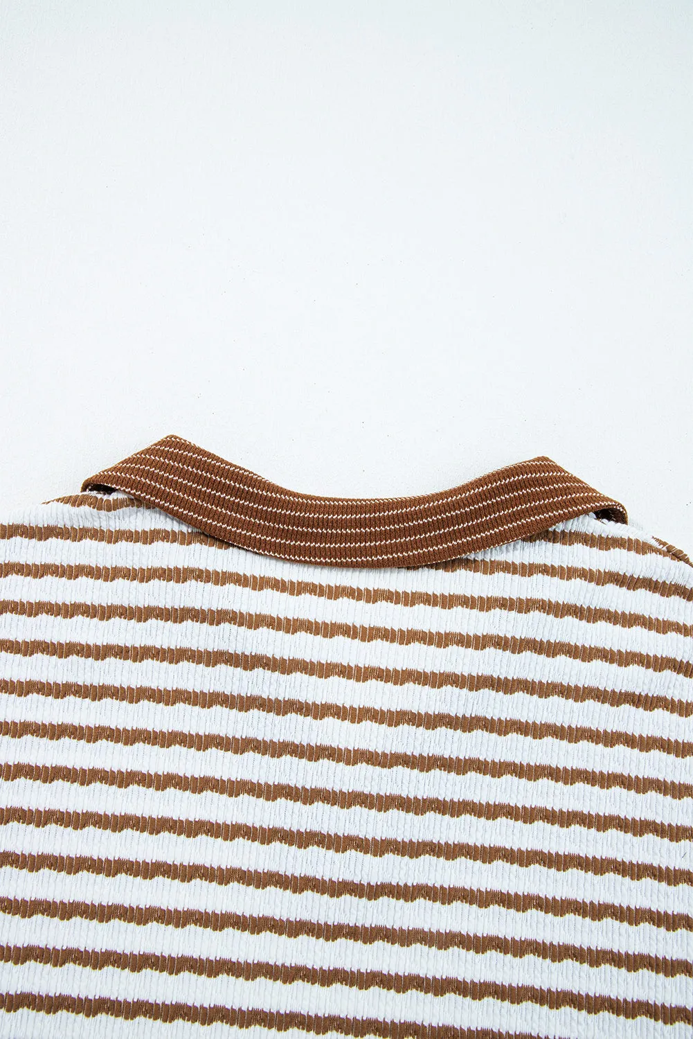 Stripe Plus Size Collared V-Neck Oversized Pullover Drawstring Elastic Waist Wide Leg Pant Co-ord Set sold by Beagle Boutique product image thumbnail 5