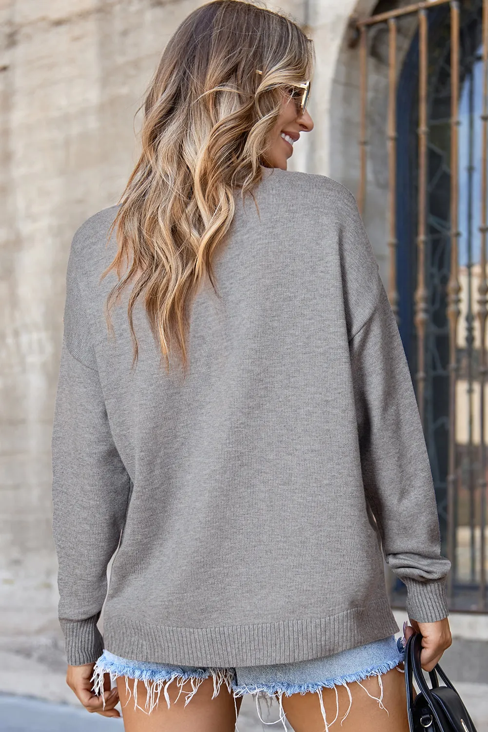 Front Center Seam Drop Shoulder Sweater sold by Beagle Boutique product image thumbnail 2