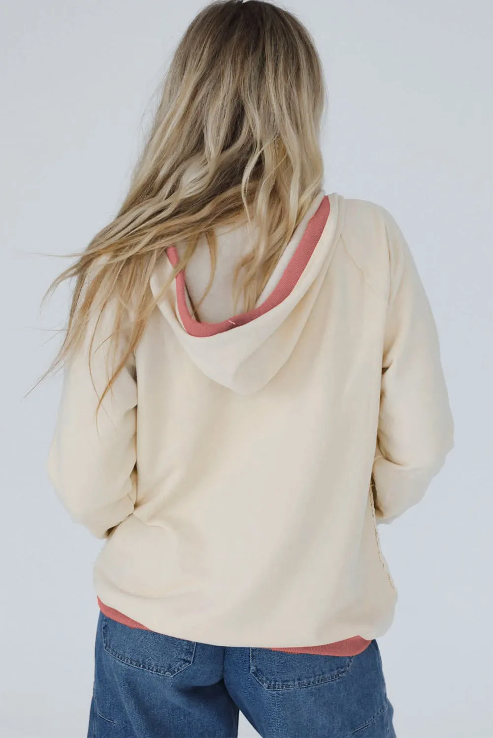 Contrast Trim Crochet Knit Exposed Seam Hoodie sold by Beagle Boutique product image thumbnail 2