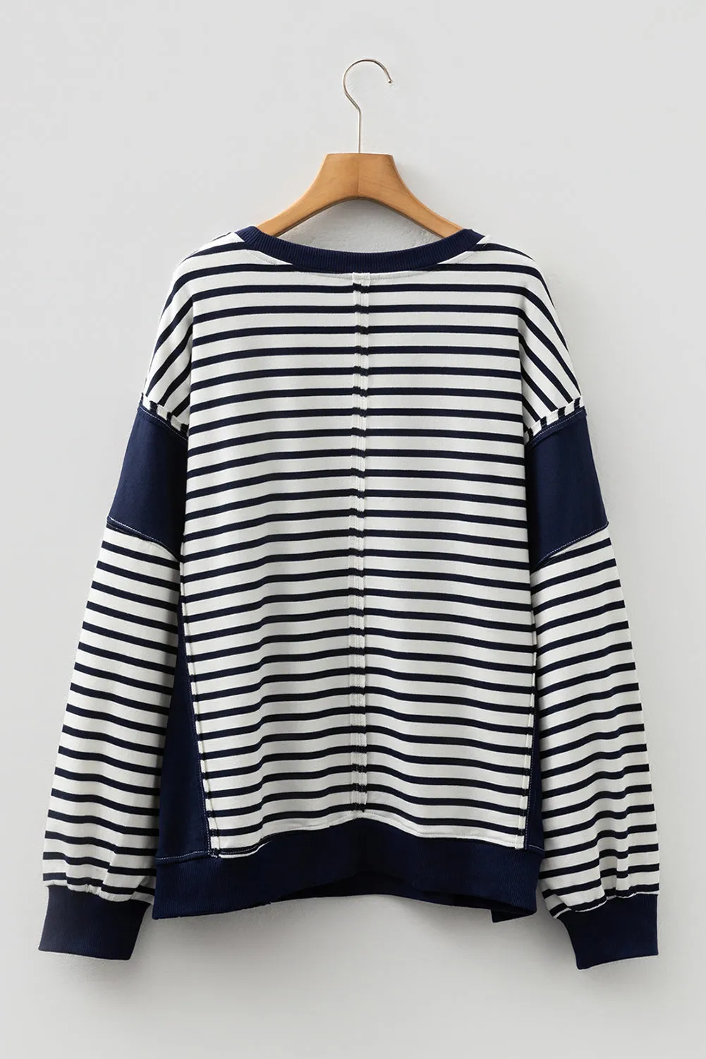 Striped Contrast Stitched Detail Plus Size Sweatshirt sold by Beagle Boutique product image thumbnail 4