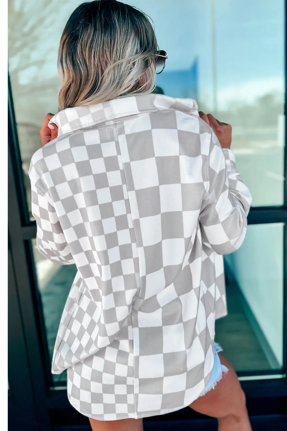 Checkered Buttoned Down Casual Jacket sold by Beagle Boutique product image thumbnail 2