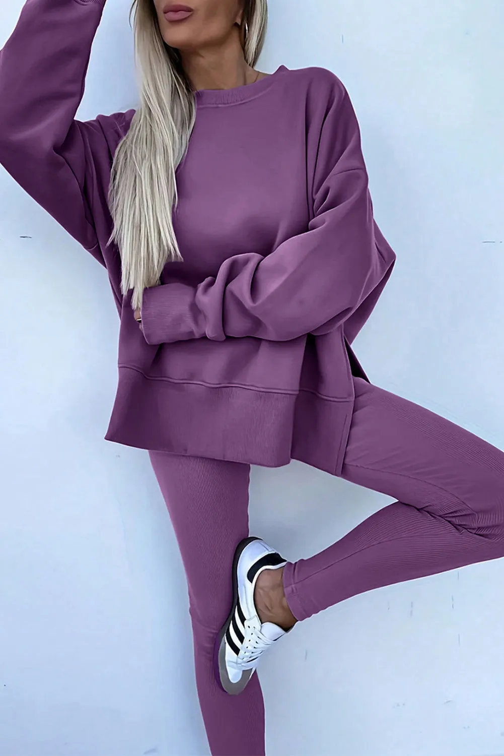 Oversize Slit Sweatshirt and Ribbed Leggings Co-ord Set sold by Beagle Boutique product image thumbnail 4