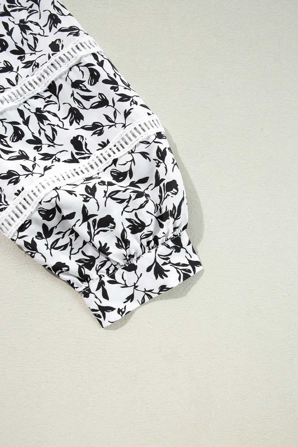 Printed Lace Detail Floral Puff Sleeve Fall Shirt sold by Beagle Boutique product image thumbnail 5