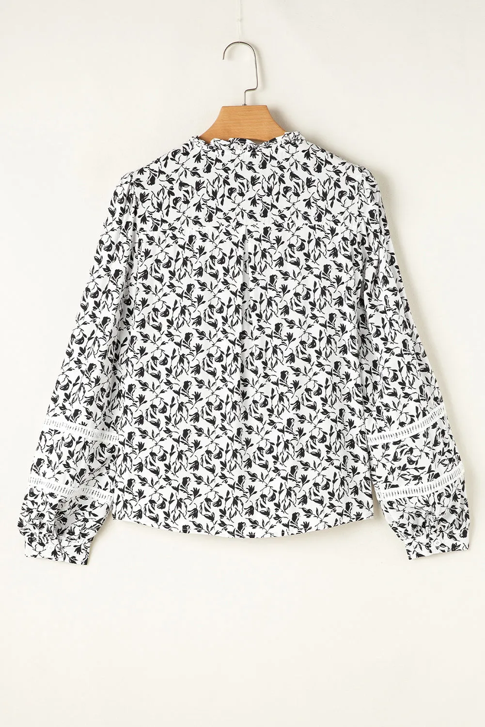 Printed Lace Detail Floral Puff Sleeve Fall Shirt sold by Beagle Boutique product image thumbnail 3