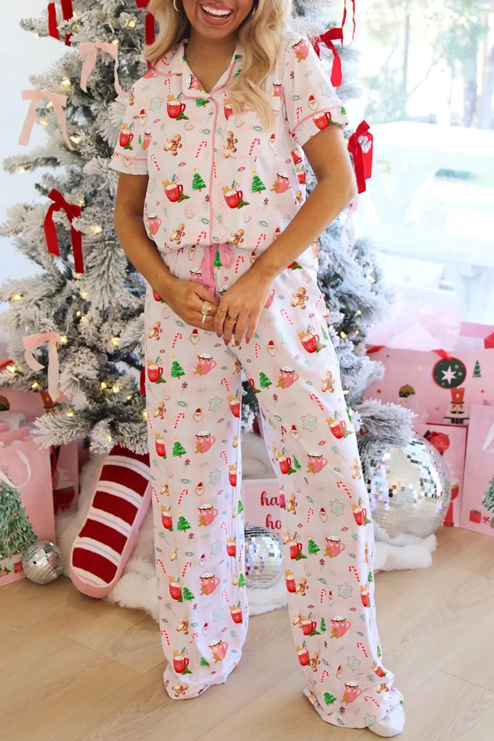 Pink Christmas Spirit Pyjama Set sold by Beagle Boutique