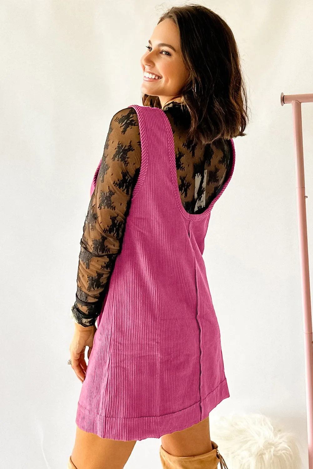 Soft Ribbed Sleeveless Mini Dress With Patched Pockets sold by Beagle Boutique product image thumbnail 2