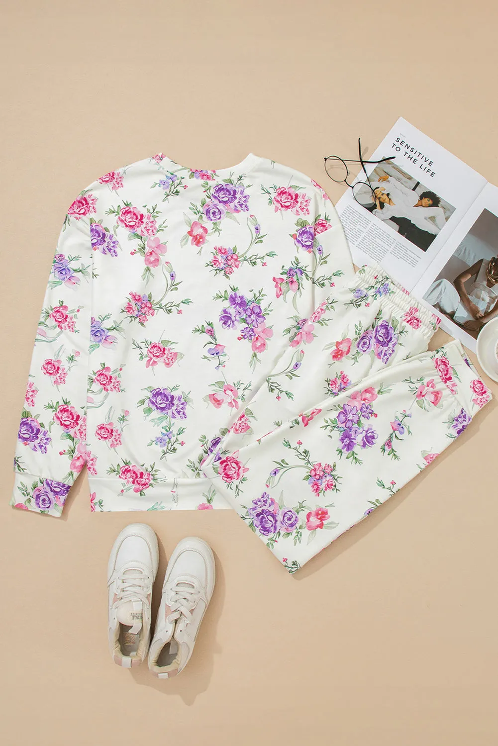 Floral Print Pullover Drawstring Lounge Pants Set sold by Beagle Boutique product image thumbnail 5