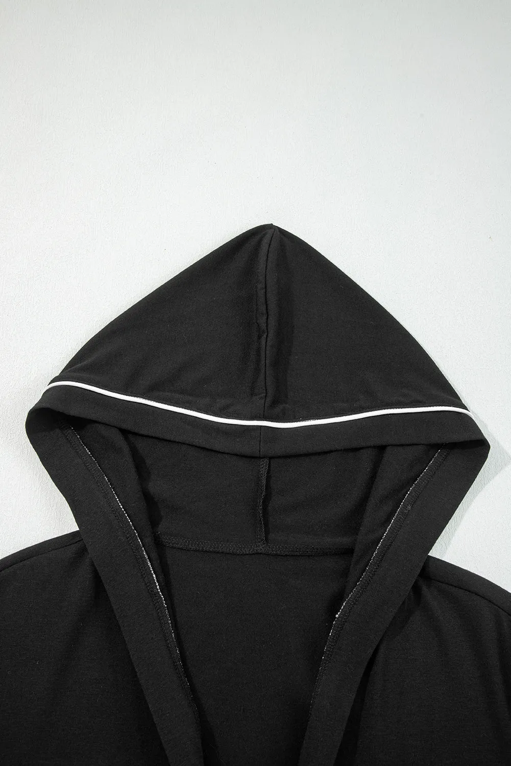 Black Contrast Trim Hooded Lounge Cardigan and Trousers Sleepwear Set sold by Beagle Boutique product image thumbnail 5