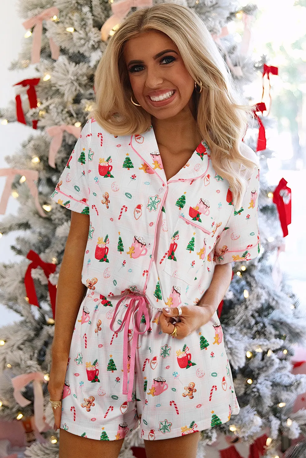 White Christmas Spirits Shirt and Shorts Pyjama Set sold by Beagle Boutique product image thumbnail 3