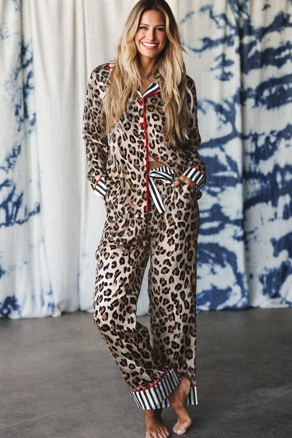 Leopard Print Striped Edge Shirt Pyjama Set sold by Beagle Boutique product image thumbnail 2