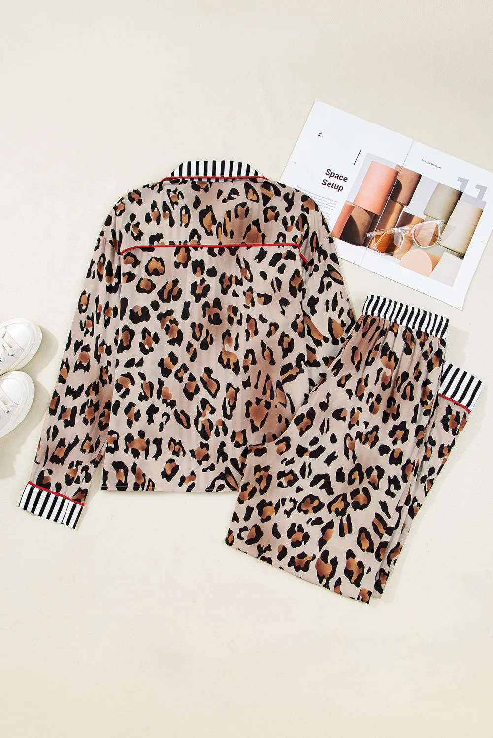 Leopard Print Striped Edge Shirt Pyjama Set sold by Beagle Boutique product image thumbnail 4