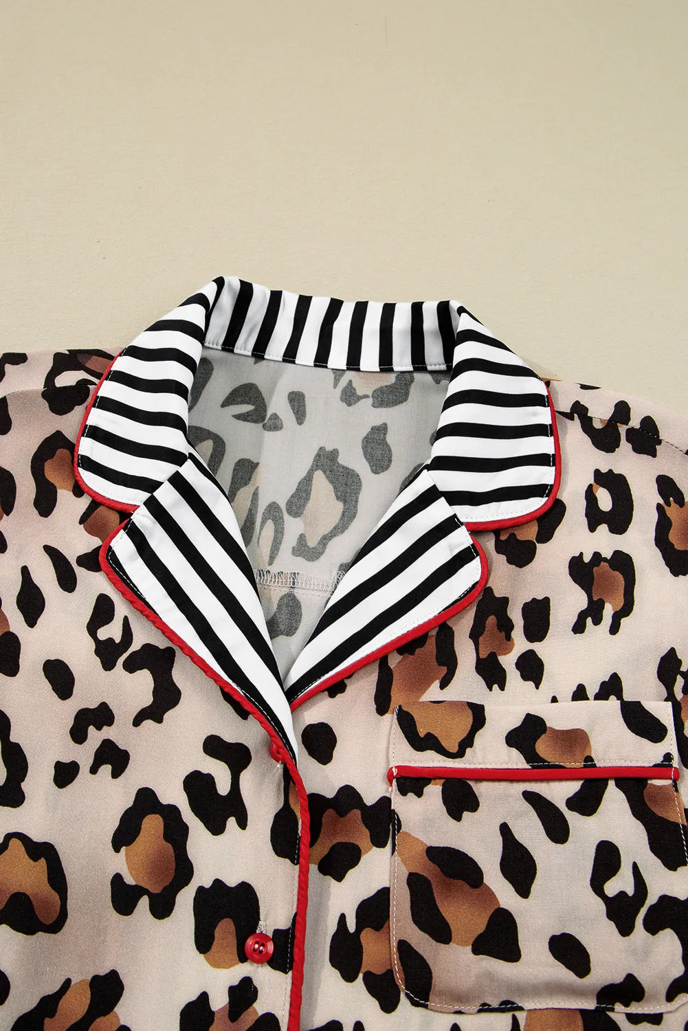 Leopard Print Striped Edge Shirt Pyjama Set sold by Beagle Boutique product image thumbnail 5