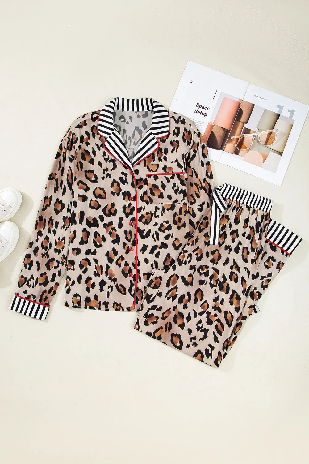 Leopard Print Striped Edge Shirt Pyjama Set sold by Beagle Boutique product image thumbnail 3