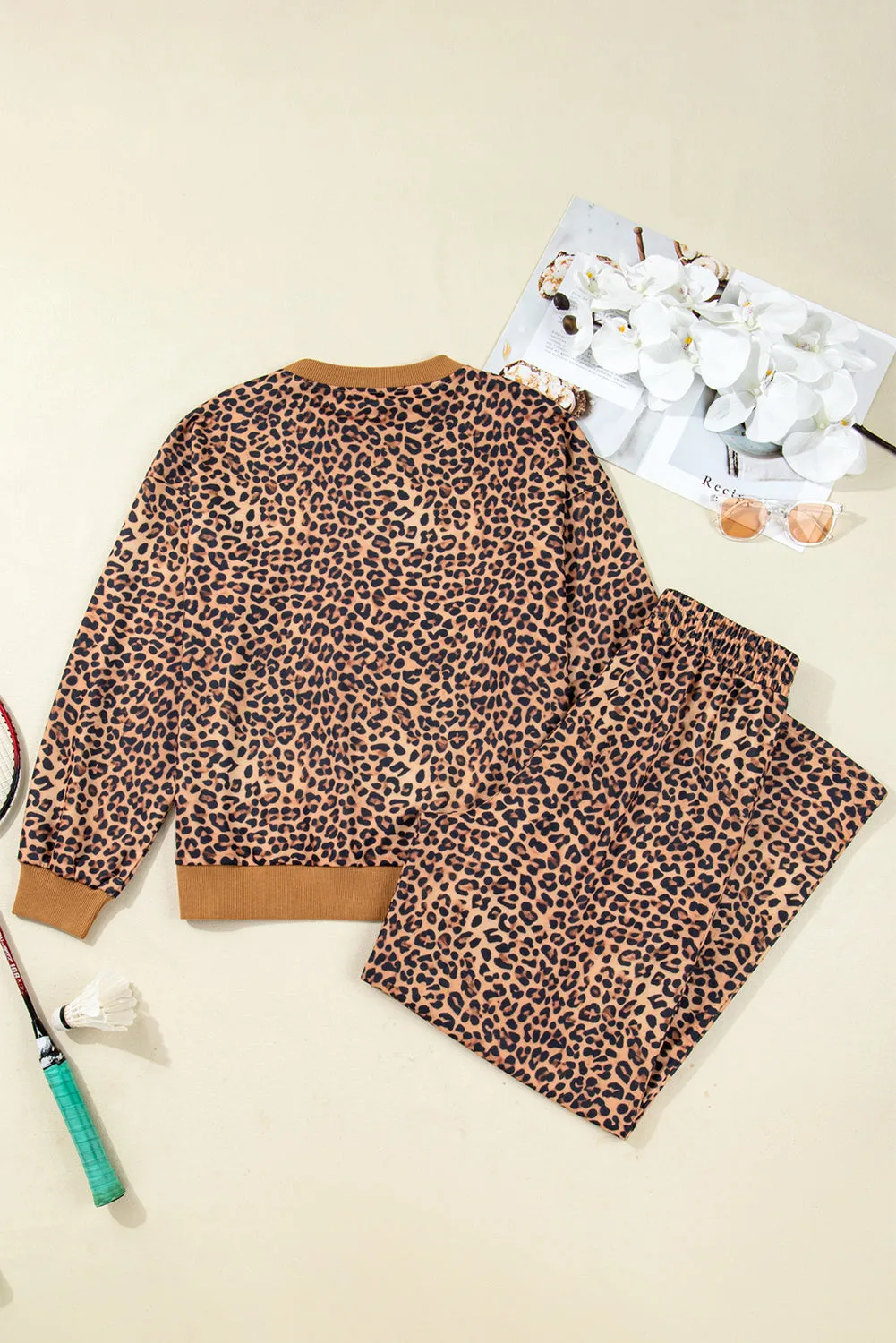 Leopard Pullover and Pants Co-ord Outfit with Bow Embroidery sold by Beagle Boutique product image thumbnail 5