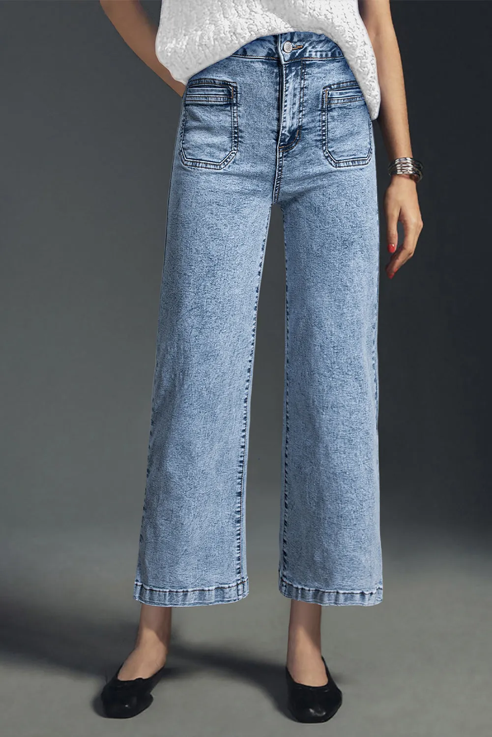 Patch Pocket Straight Leg Loose Jeans sold by Beagle Boutique