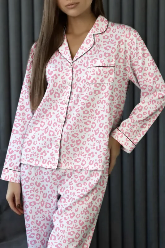 Pink Leopard Print Long Sleeve Pyjama Set sold by Beagle Boutique