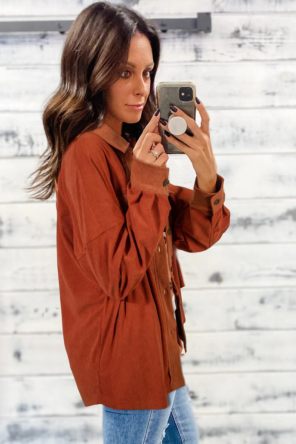 Drop Shoulder Casual Shacket With Pockets sold by Beagle Boutique product image thumbnail 2