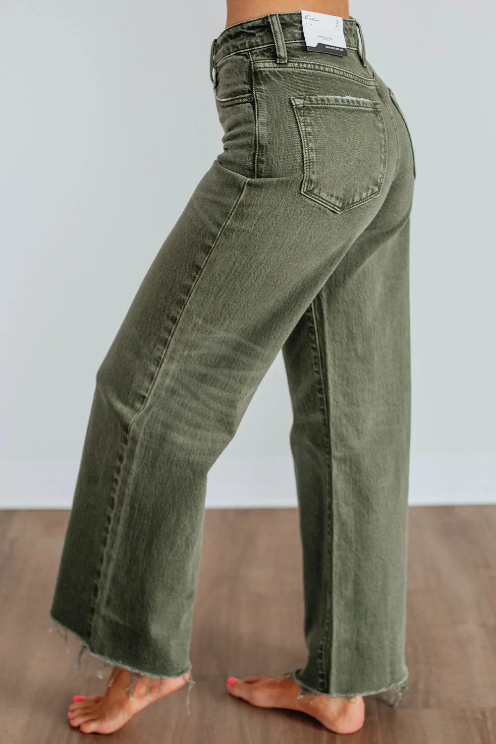 Slight Distressed Raw Edge Wide Leg Jeans sold by Beagle Boutique product image thumbnail 3
