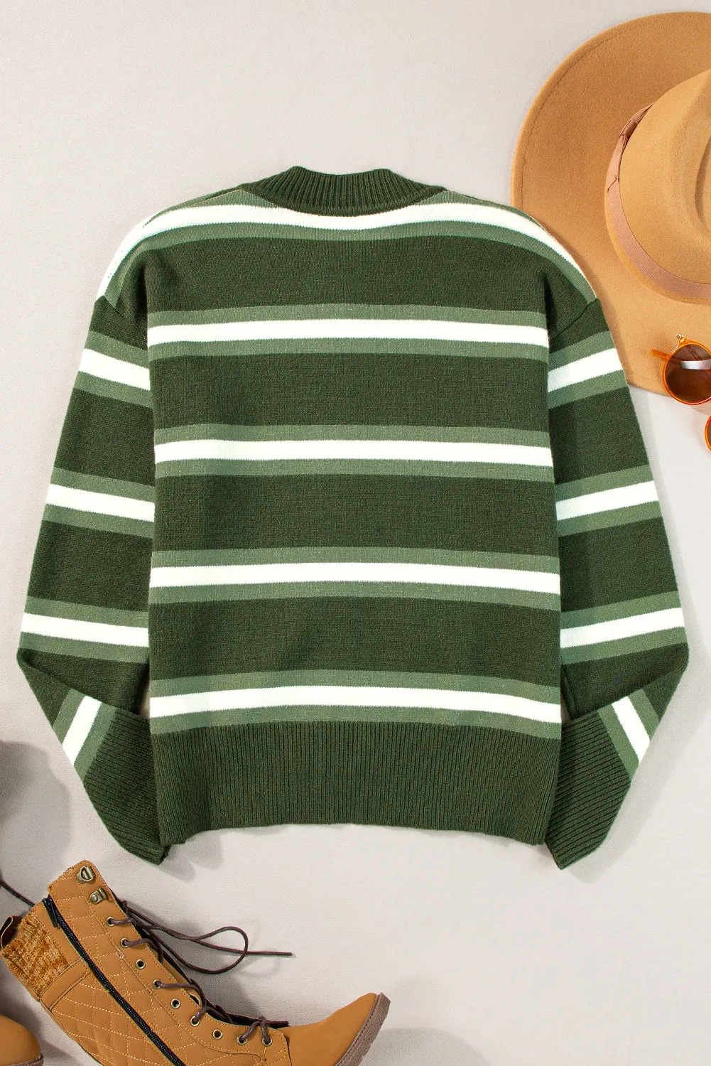 Green Stripe Drop Shoulder Cardigan sold by Beagle Boutique product image thumbnail 5