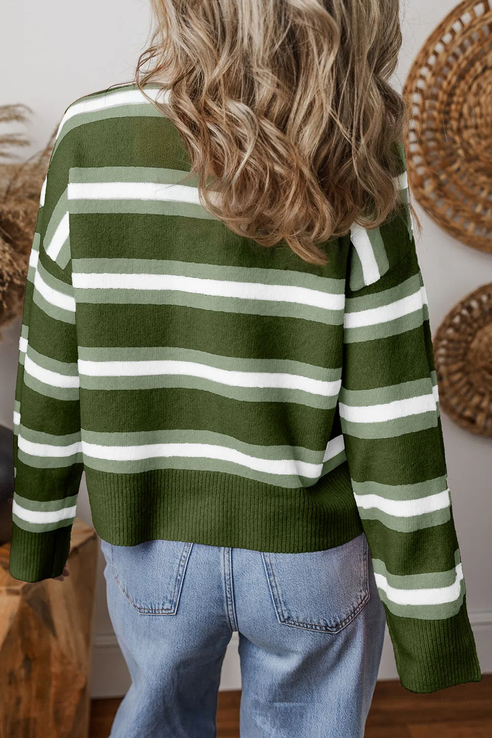 Green Stripe Drop Shoulder Cardigan sold by Beagle Boutique product image thumbnail 2