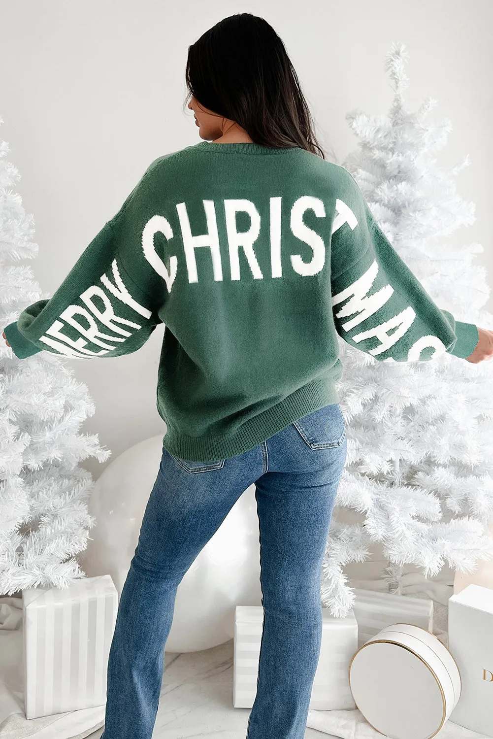 HO HO HO MERRY CHRISTMAS Drop Shoulder Loose Sweater sold by Beagle Boutique product image thumbnail 5