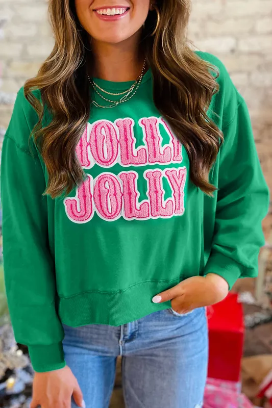 HOLLY JOLLY Towel Embroidered Christmas Holiday Sweatshirt sold by Beagle Boutique