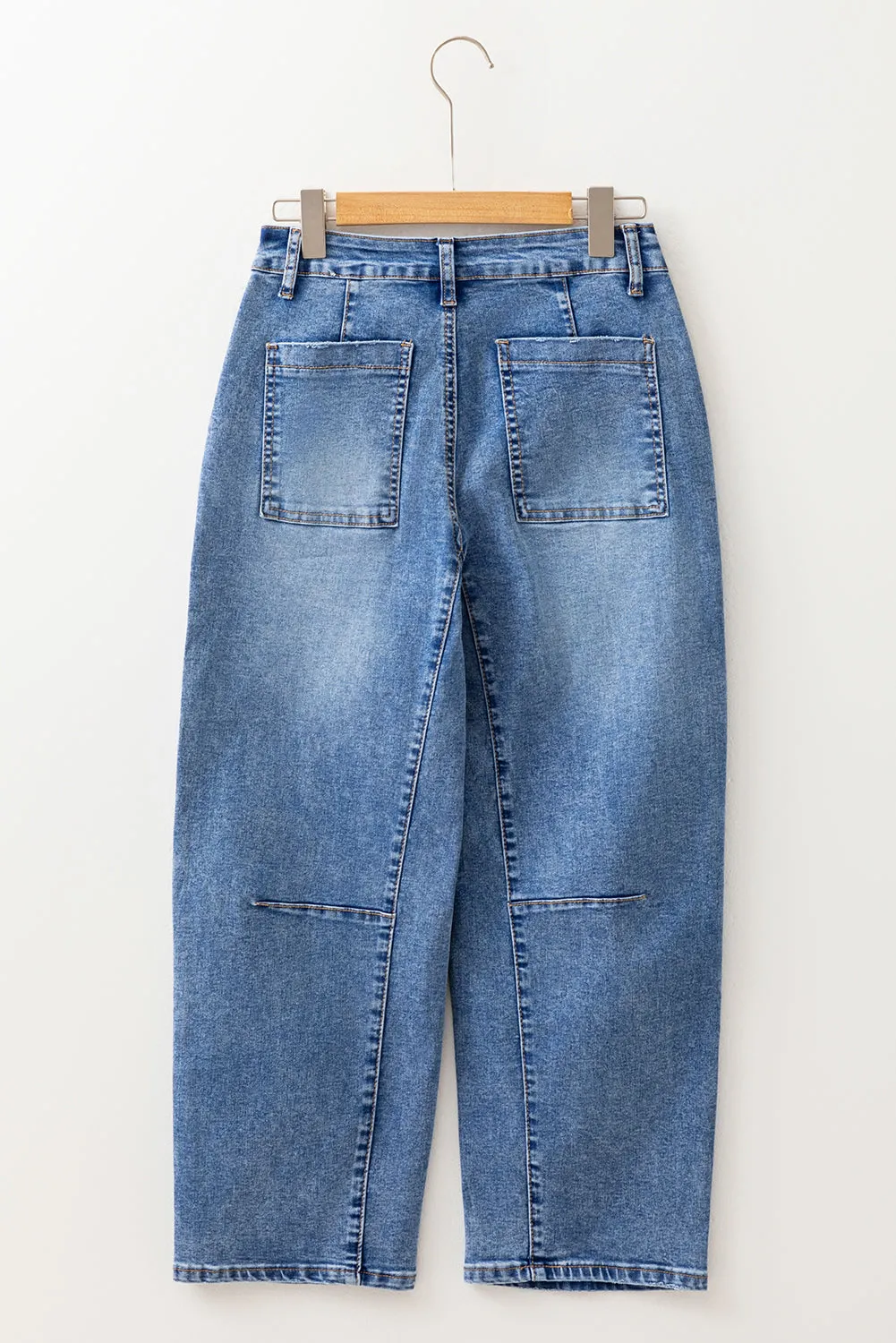 Seam Detail Ankle Length Cropped Barrel Jeans sold by Beagle Boutique product image thumbnail 4