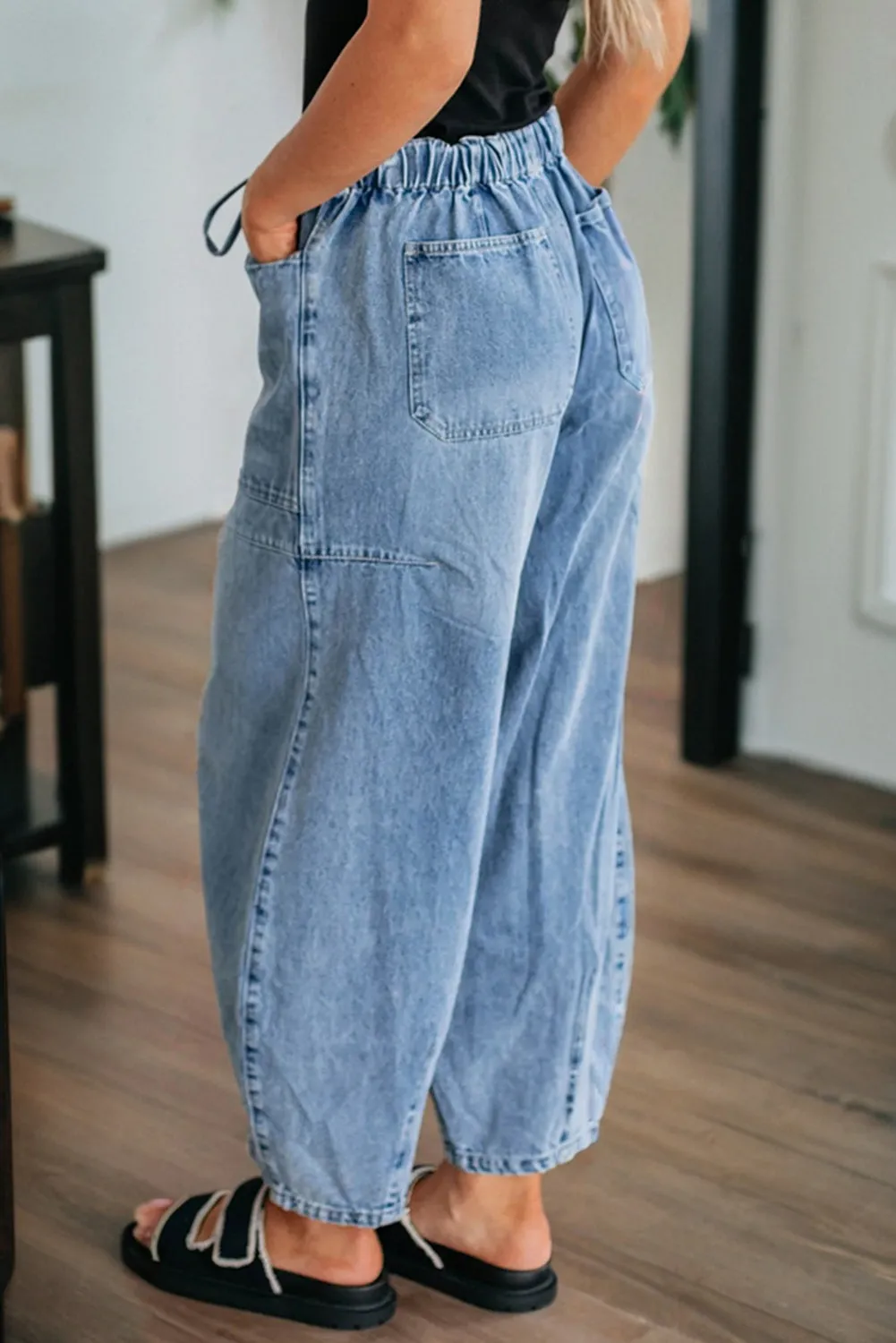 Large Patch Pocket Drawstring Paperbag Waist Barrel Jeans sold by Beagle Boutique product image thumbnail 3
