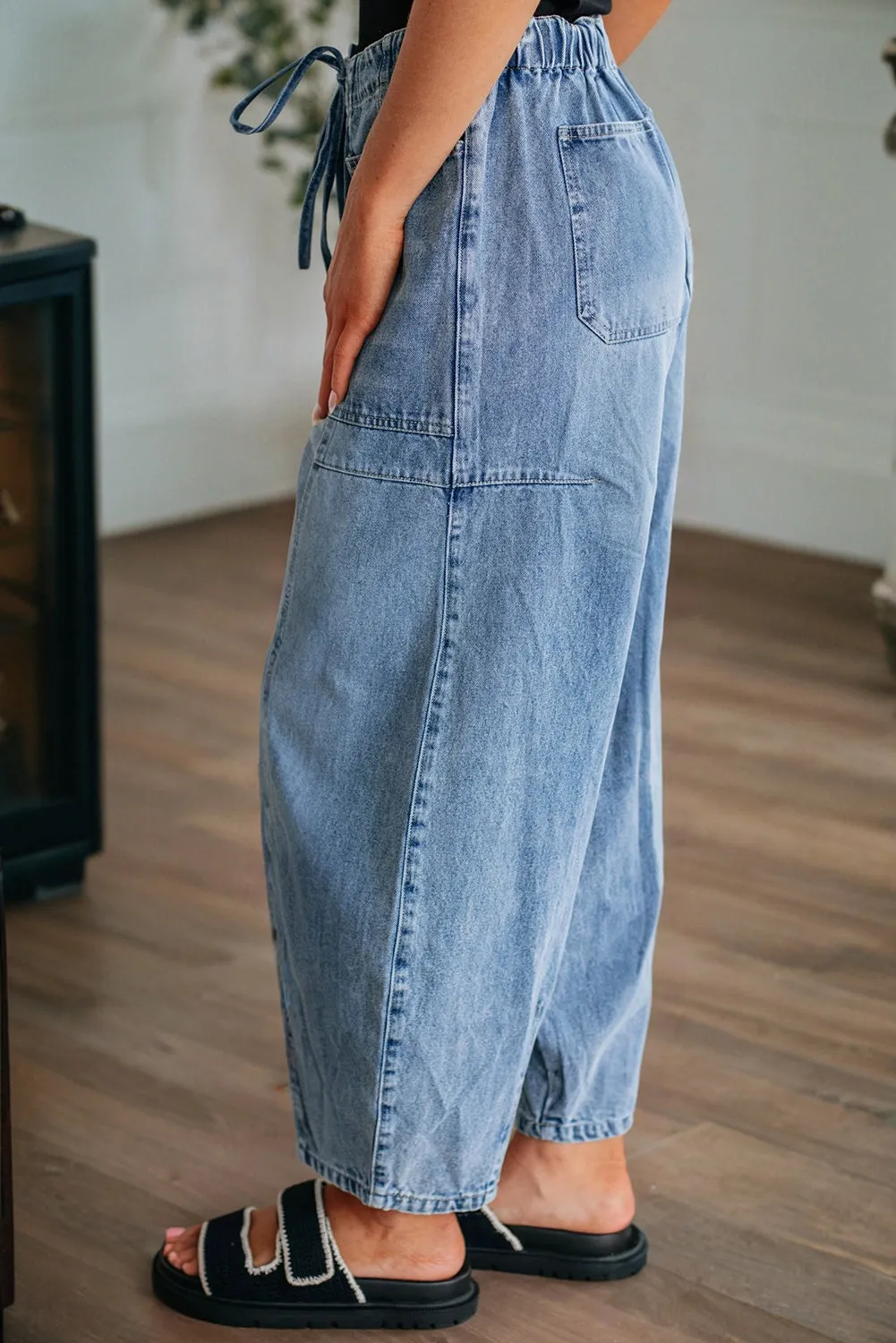 Large Patch Pocket Drawstring Paperbag Waist Barrel Jeans sold by Beagle Boutique product image thumbnail 5