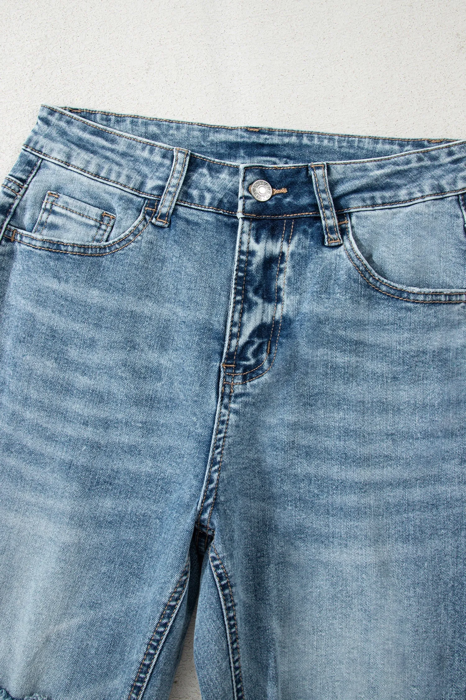 Jeans Fit Flare with Raw Hem and Ripped Open Knees sold by Beagle Boutique product image thumbnail 5