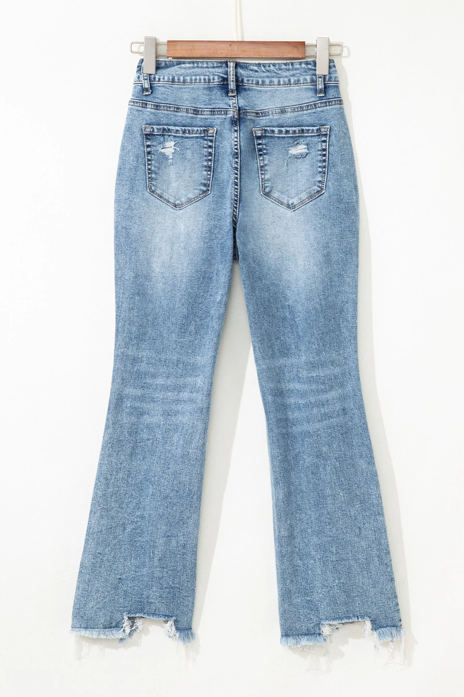 Jeans Fit Flare with Raw Hem and Ripped Open Knees sold by Beagle Boutique product image thumbnail 4