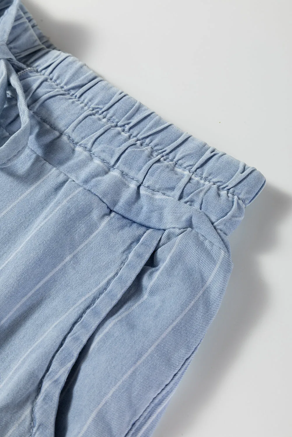 Stripe Chambray Wide Leg Tied Elastic Waist Trousers sold by Beagle Boutique product image thumbnail 5