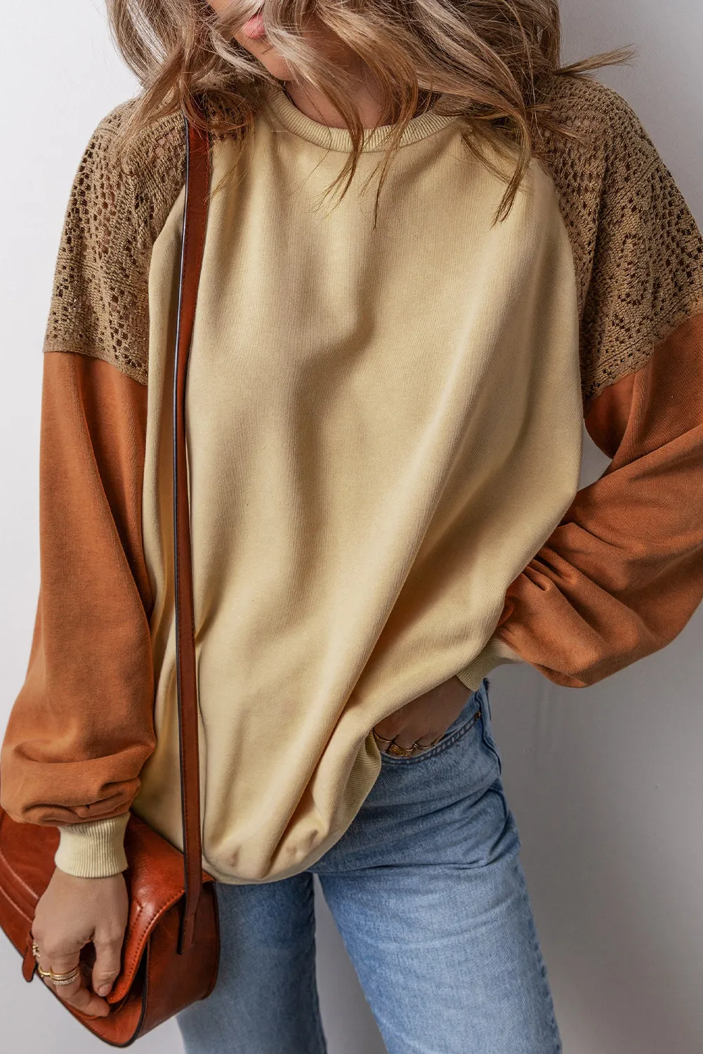 Lace Patchwork Colour-block Drop Shoulder Sweatshirt sold by Beagle Boutique product image thumbnail 3