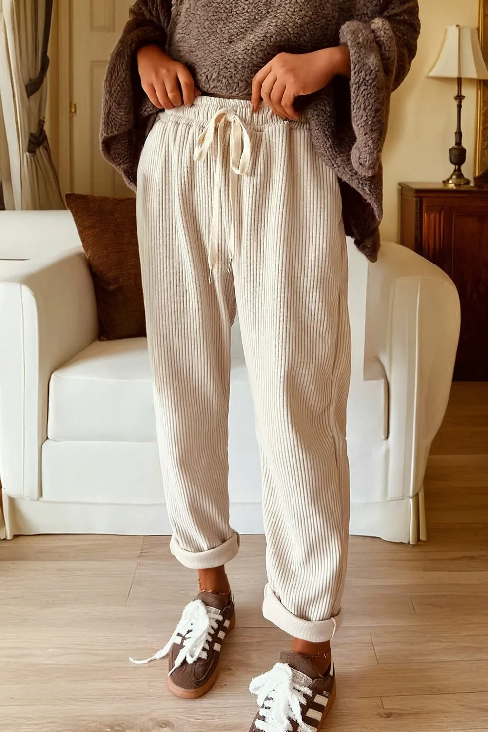 Drawstring Elastic Waist Casual Soft Corduroy Pants sold by Beagle Boutique product image thumbnail 3