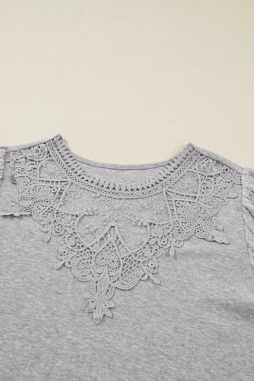 Hollowed Lace Ribbed Knit Long Sleeve Patchwork Top sold by Beagle Boutique product image thumbnail 5