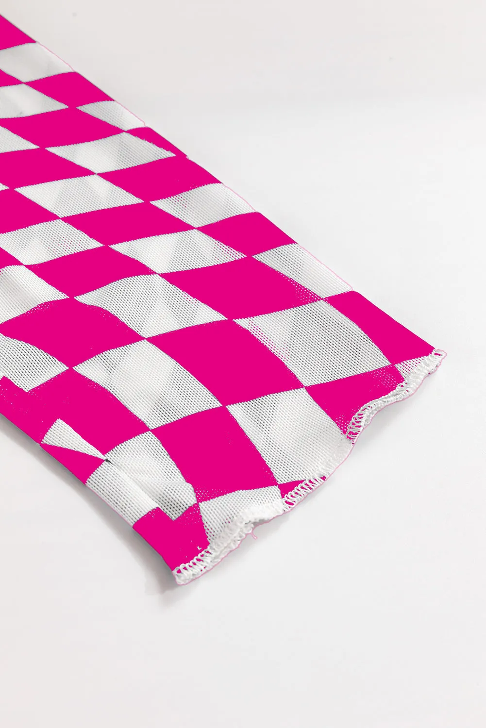 Checkered Pattern Mesh Mock Neck Long Sleeve Top sold by Beagle Boutique product image thumbnail 5