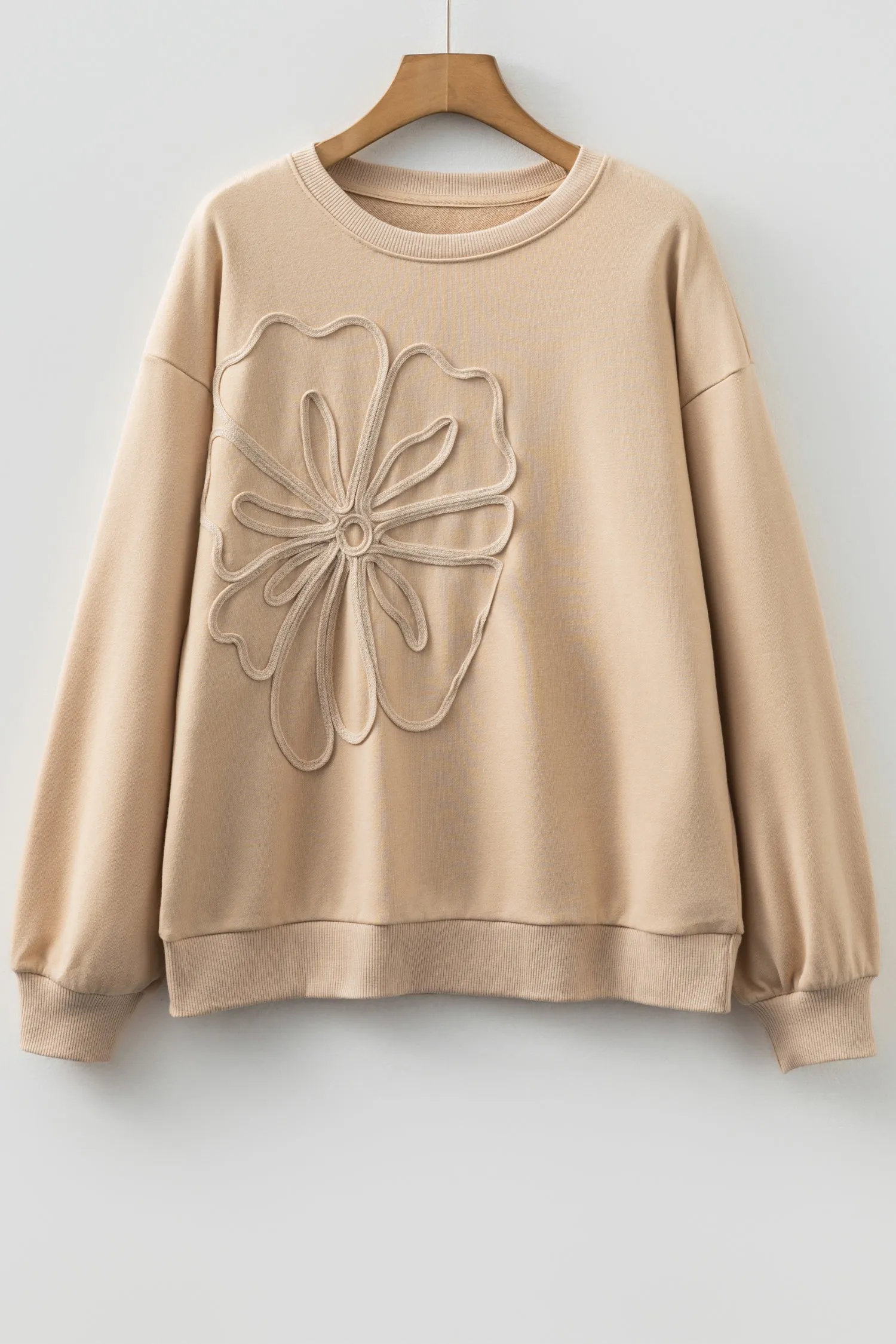 Embroidered Flower Pattern Drop Shoulder Sweatshirt sold by Beagle Boutique product image thumbnail 4
