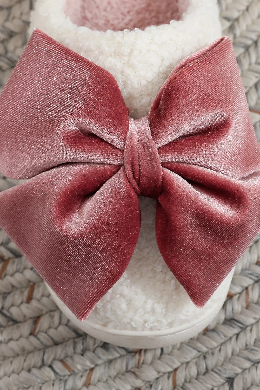 Ribbon Bow Decor Contrast Liner Plush Slippers sold by Beagle Boutique product image thumbnail 5