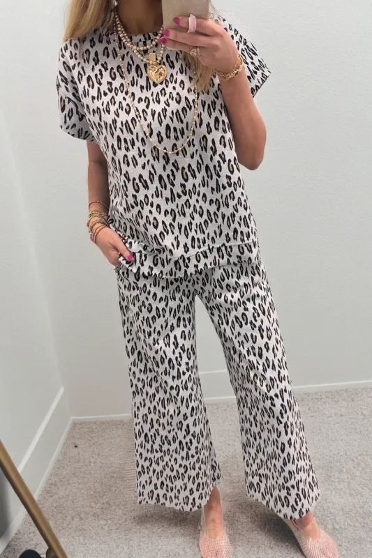 Leopard Print Casual Tee and Pants Co-ord Set sold by Beagle Boutique