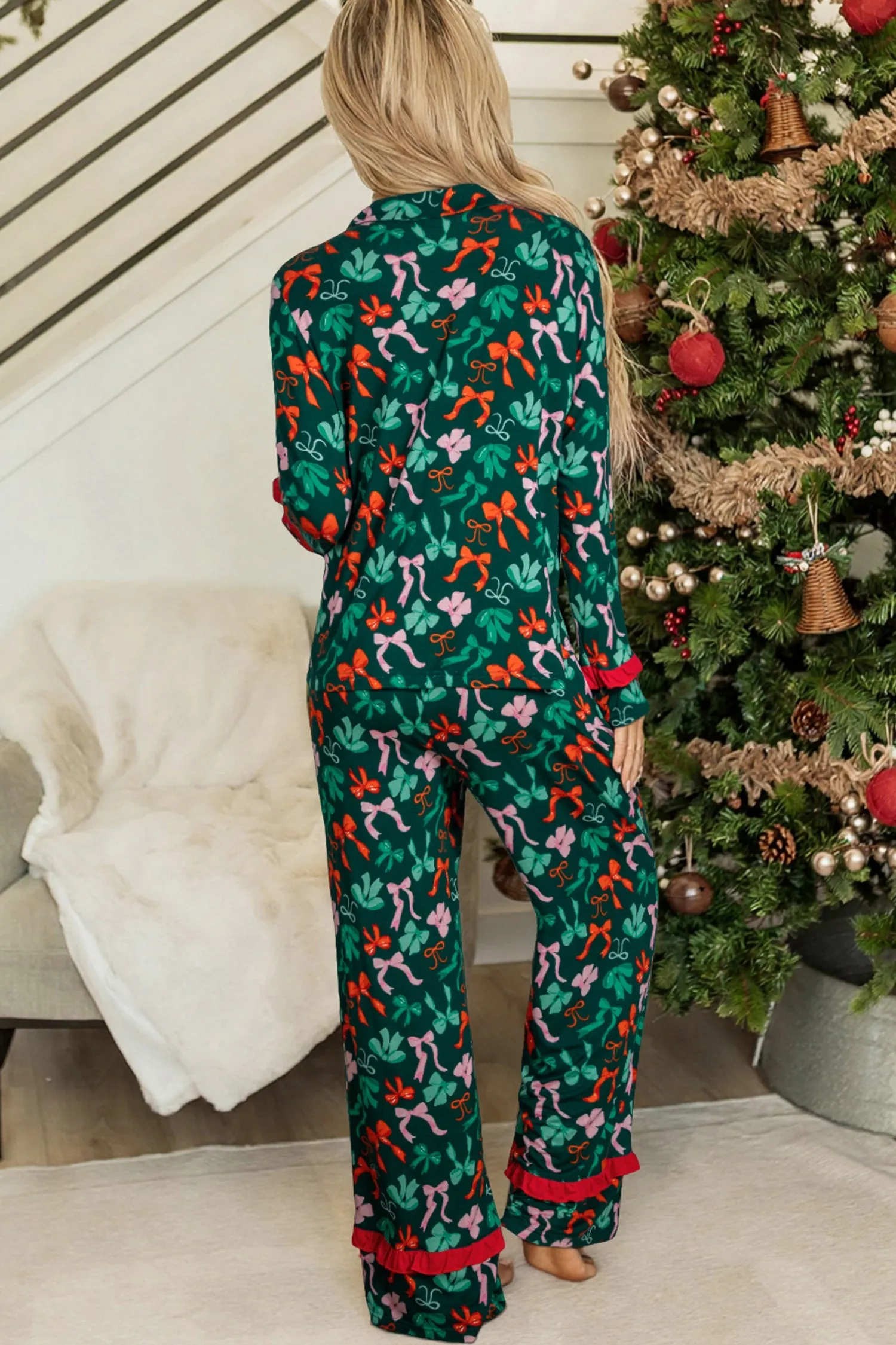 Festive Bow Print Pyjama Set sold by Beagle Boutique product image thumbnail 2