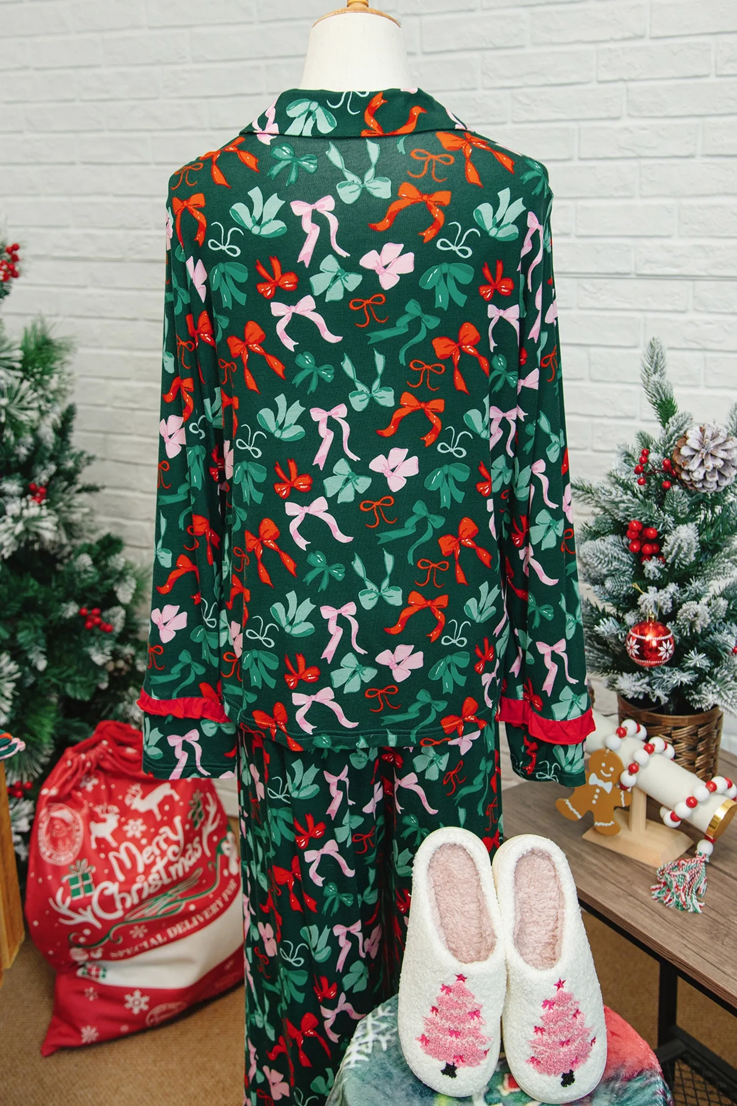 Festive Bow Print Pyjama Set sold by Beagle Boutique product image thumbnail 5