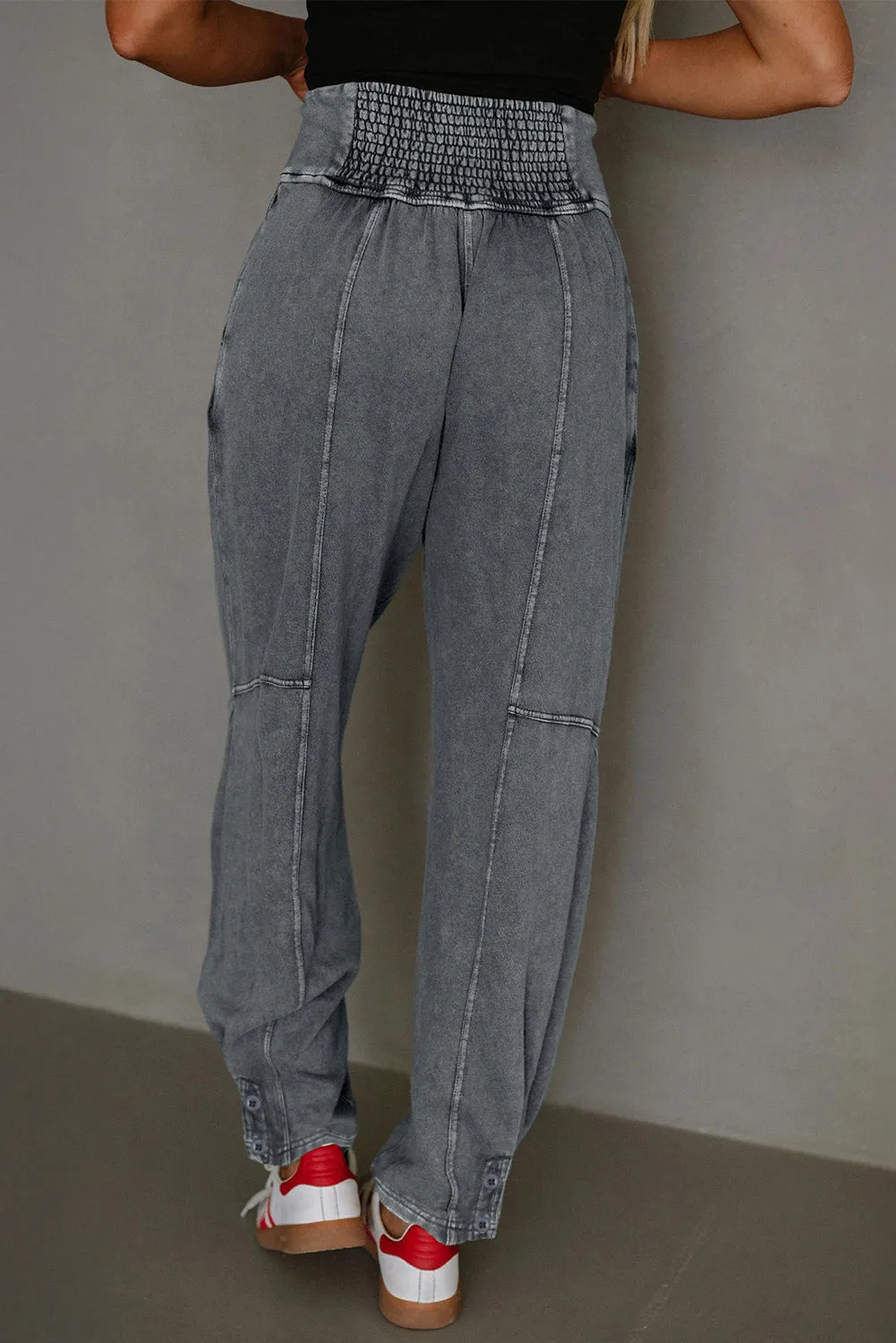 Mineral Wash Jogger Style High Waist Casual Pants sold by Beagle Boutique product image thumbnail 2