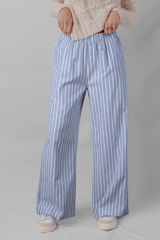 Stripe Buttoned Detail Loose Casual Pants sold by Beagle Boutique