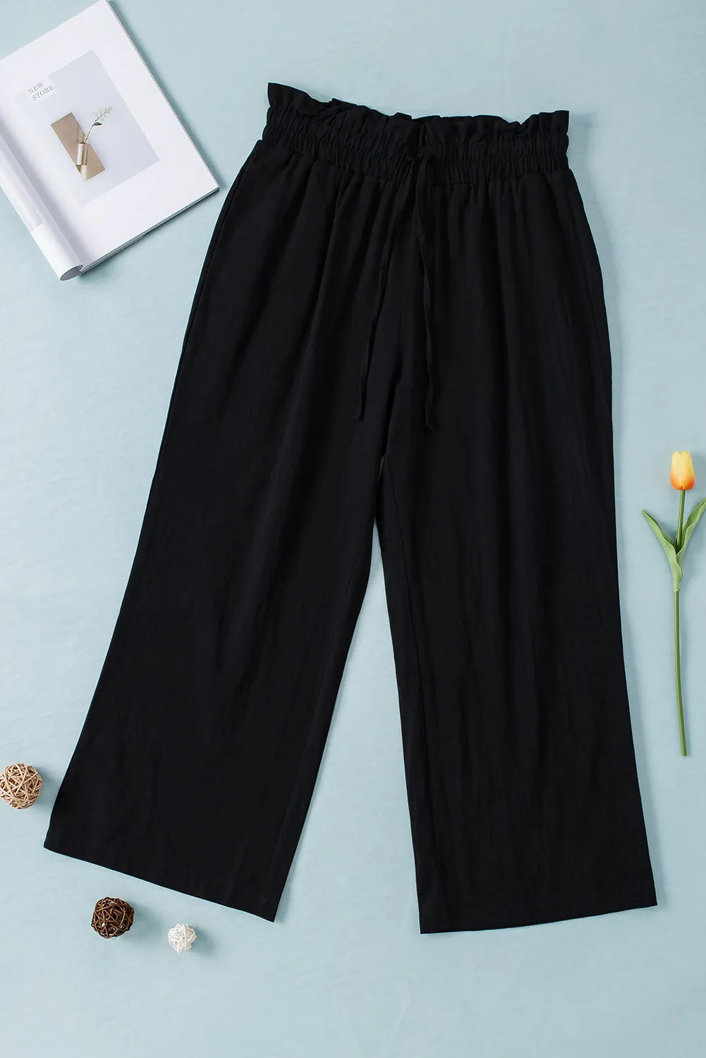 Paperbag Waist Straight Leg Cropped Trousers sold by Beagle Boutique product image thumbnail 5