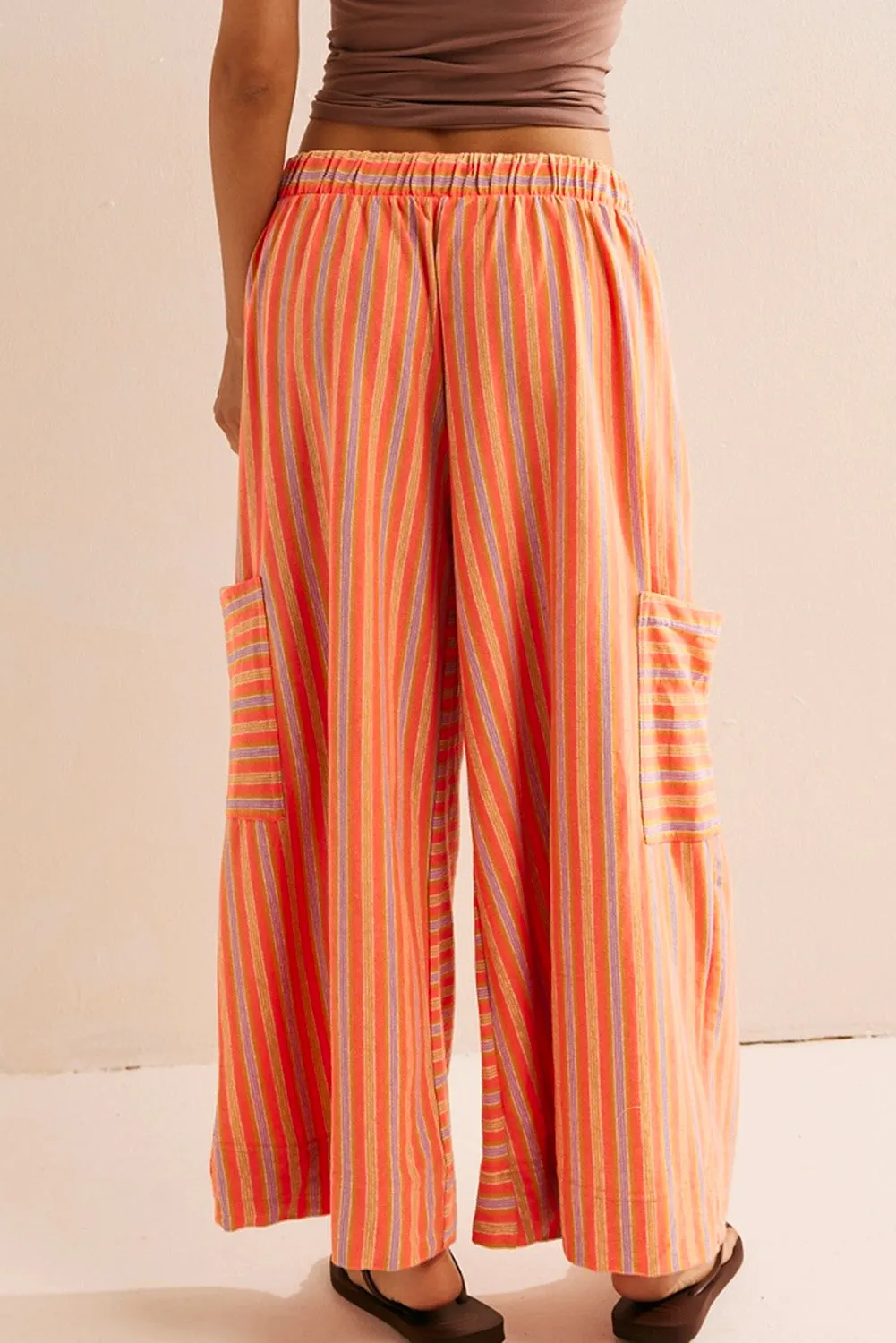 Striped Cropped Wide-Leg Trousers with Pockets sold by Beagle Boutique product image thumbnail 2