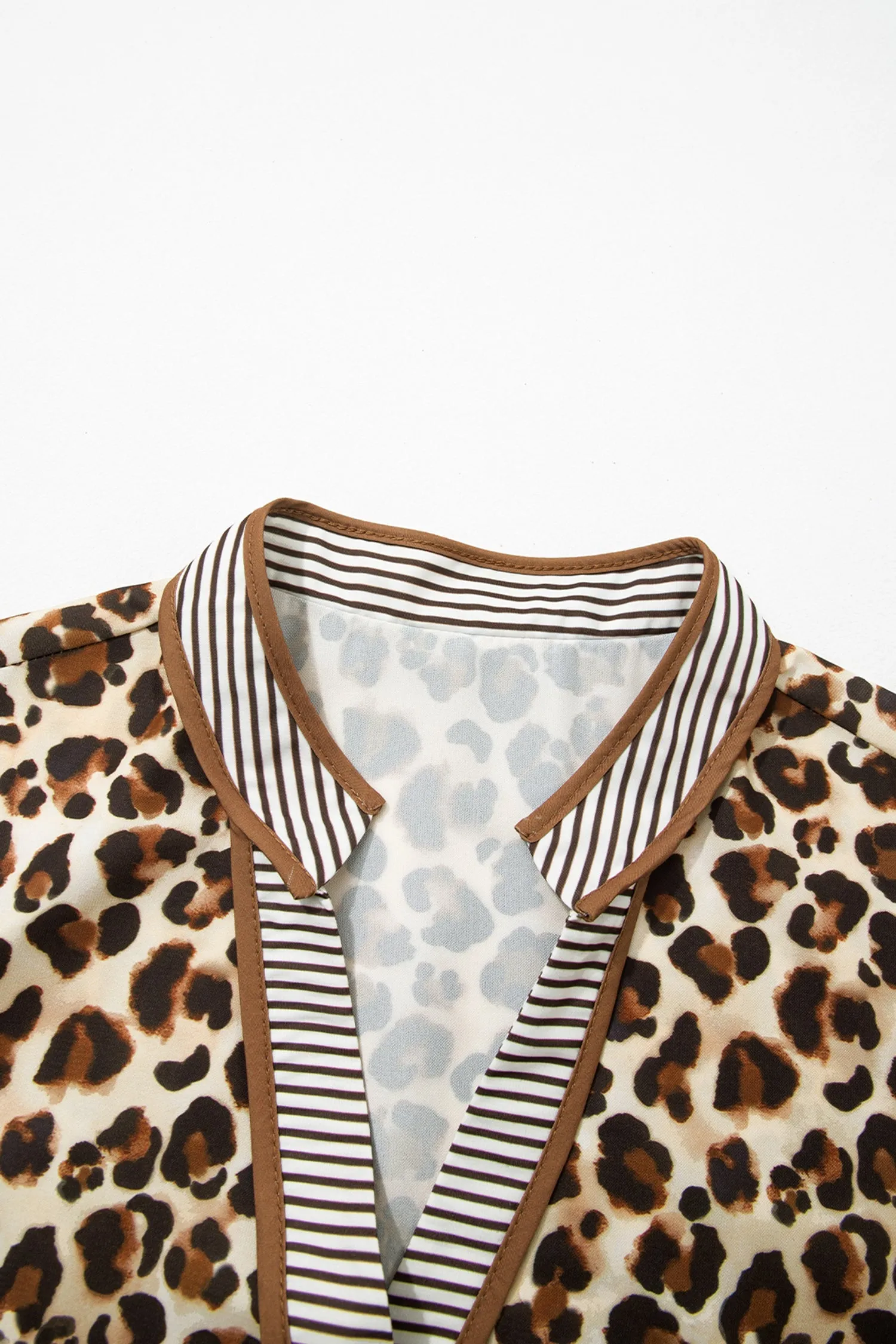 Leopard Print Striped Patchwork 3/4 Sleeve Loose Mini Dress sold by Beagle Boutique product image thumbnail 5