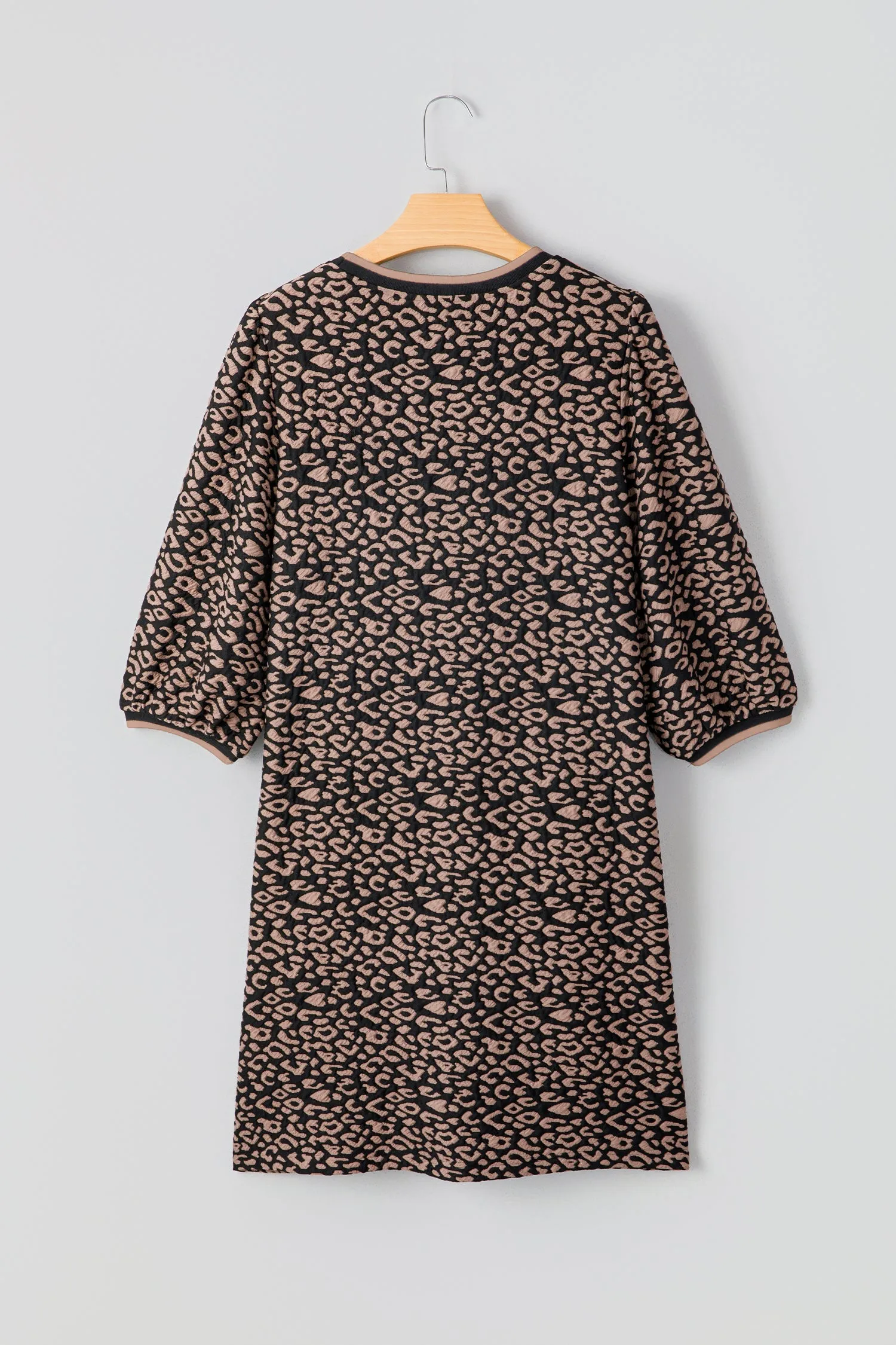 Leopard Print Bubble Sleeve Shift Mini Dress sold by Beagle Boutique product image thumbnail 5